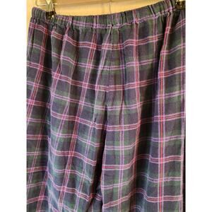 LAUREN RALPH LAUREN Purple Blue Flannel 3/4 Sleeve 2 Piece Women Pajama Set SZ L